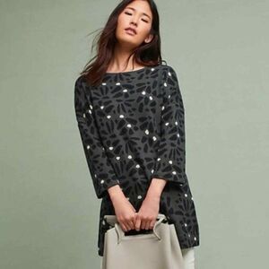 Field Flower by Anthropologie Sarina Green Sweater Tunic Size S Small EUC!